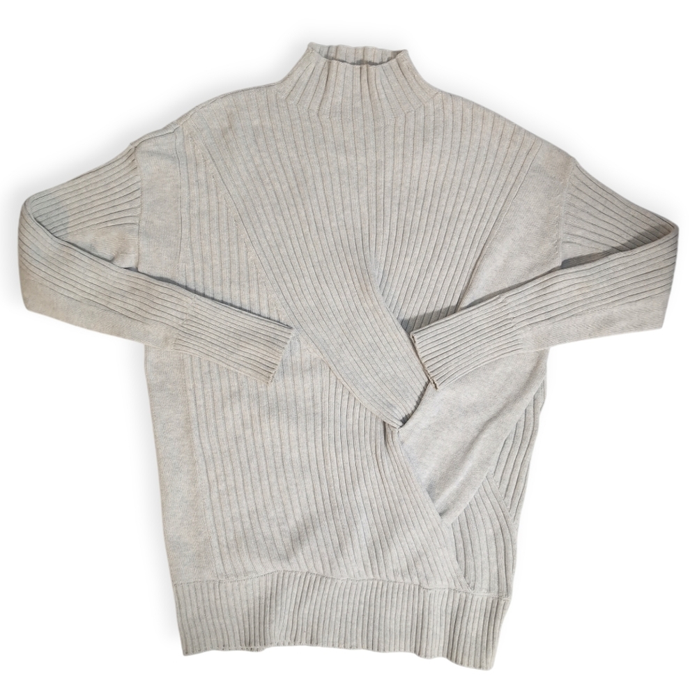 Rag & Bone Cotton Ribbed Twist Front Tunic Sweater